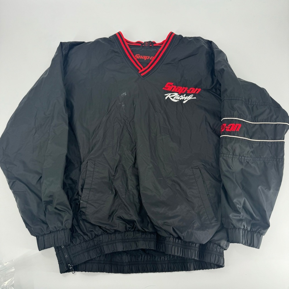Snap‎ on Racing Jacket V Neck Pullover Black Red Size L Men's VTG